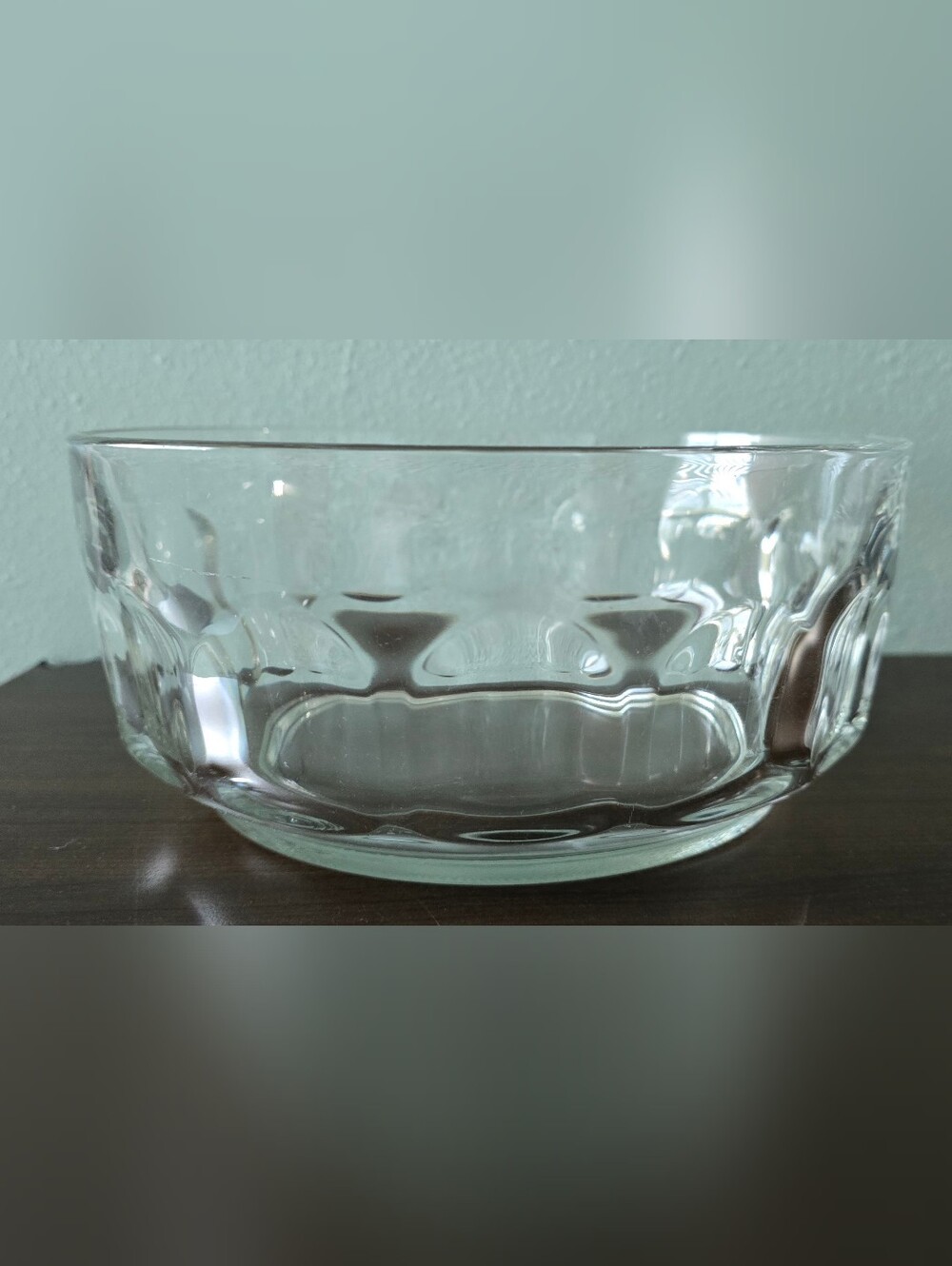 Arcoroc France 9" Clear Glass Thumbprint Serving/Salad Bowl